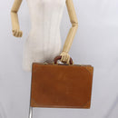 LOEWE Attache case Hand Bag Leather Brown Gold Auth 168515-29