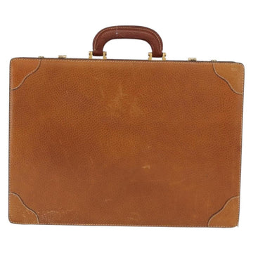 LOEWE Attache case Hand Bag Leather Brown Gold Auth 168515 - 0