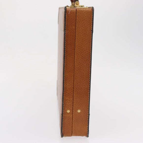LOEWE Attache case Hand Bag Leather Brown Gold Auth 168515
