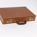 LOEWE Attache case Hand Bag Leather Brown Gold Auth 168515-6
