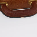 LOEWE Attache case Hand Bag Leather Brown Gold Auth 168515-7
