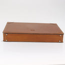 LOEWE Attache case Hand Bag Leather Brown Gold Auth 168515-5