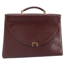 CARTIER Must Line Hand Bag Leather Bordeaux Gold Auth 168516-1