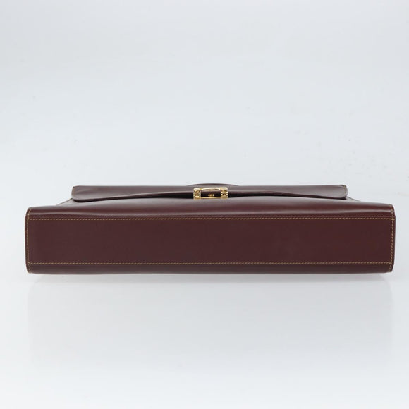 CARTIER Must Line Hand Bag Leather Bordeaux Gold Auth 168516