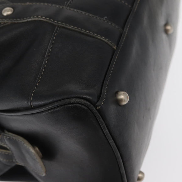 MCM Hand Bag Leather Black Auth 168518