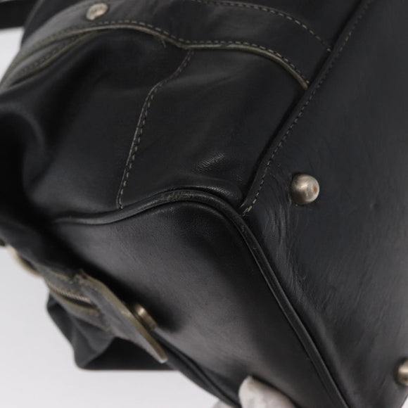 MCM Hand Bag Leather Black Auth 168518