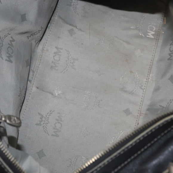 MCM Hand Bag Leather Black Auth 168518