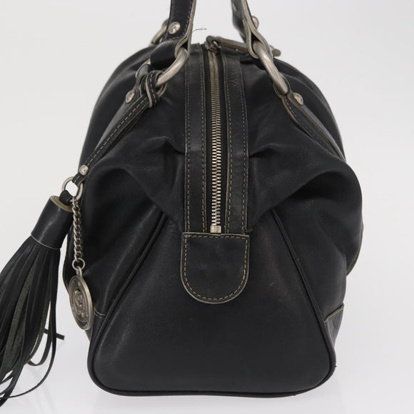 MCM Hand Bag Leather Black Auth 168518