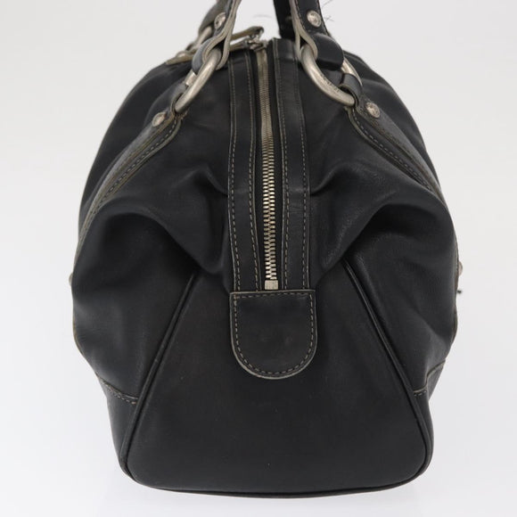 MCM Hand Bag Leather Black Auth 168518