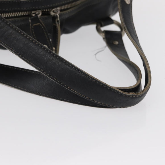 MCM Hand Bag Leather Black Auth 168518