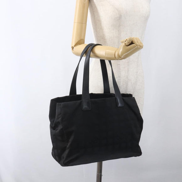 CHANEL New Travel line Tote Bag Nylon Black CC Auth 168519