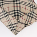 BURBERRY Nova Check Blue Label Hand Bag Canvas Beige Silver Auth 168521-11