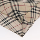 BURBERRY Nova Check Blue Label Hand Bag Canvas Beige Silver Auth 168521-13