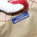 BURBERRY Nova Check Blue Label Hand Bag Canvas Beige Silver Auth 168521-14