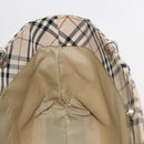 BURBERRY Nova Check Blue Label Hand Bag Canvas Beige Silver Auth 168521-16