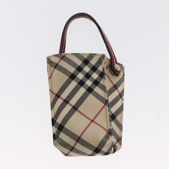 BURBERRY Nova Check Blue Label Hand Bag Canvas Beige Silver Auth 168521