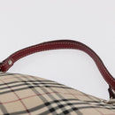 BURBERRY Nova Check Blue Label Hand Bag Canvas Beige Silver Auth 168521-8