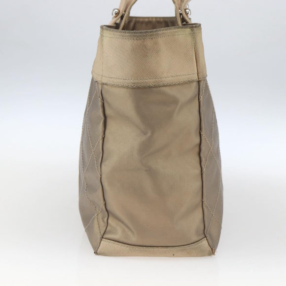 CHANEL Paris Biarritz MM Tote Bag Coated Canvas Gold CC Auth 168522