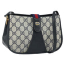 GUCCI GG Supreme Sherry Line Shoulder Bag PVC Navy Gold Auth 168523-1