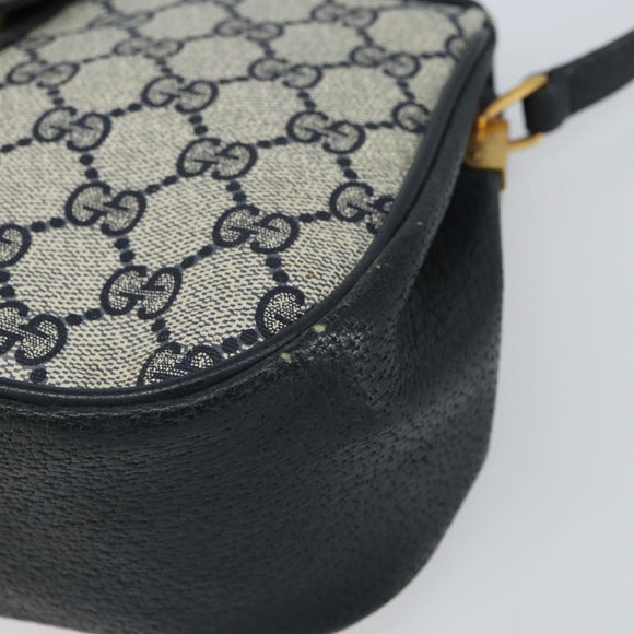 GUCCI GG Supreme Sherry Line Shoulder Bag PVC Navy Gold Auth 168523