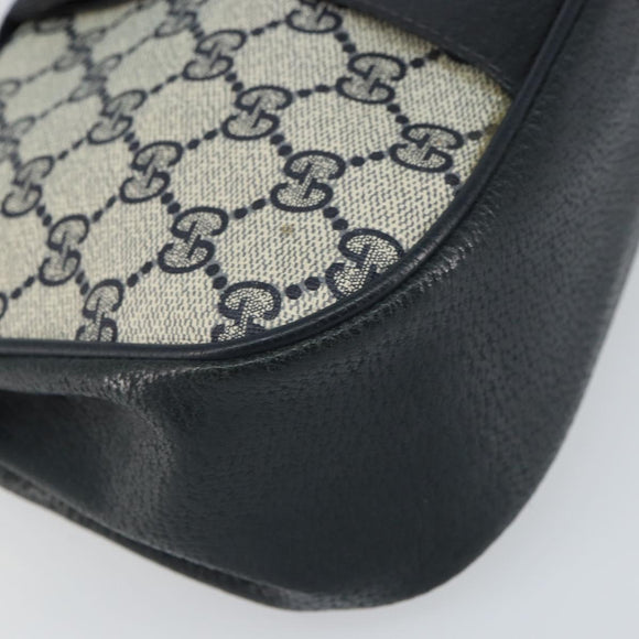 GUCCI GG Supreme Sherry Line Shoulder Bag PVC Navy Gold Auth 168523