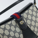 GUCCI GG Supreme Sherry Line Shoulder Bag PVC Navy Gold Auth 168523-17