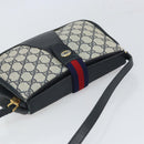 GUCCI GG Supreme Sherry Line Shoulder Bag PVC Navy Gold Auth 168523-6