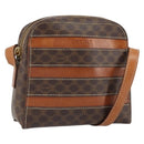 CELINE Macadam Canvas Shoulder Bag PVC Leather Brown Gold Auth 168524-1