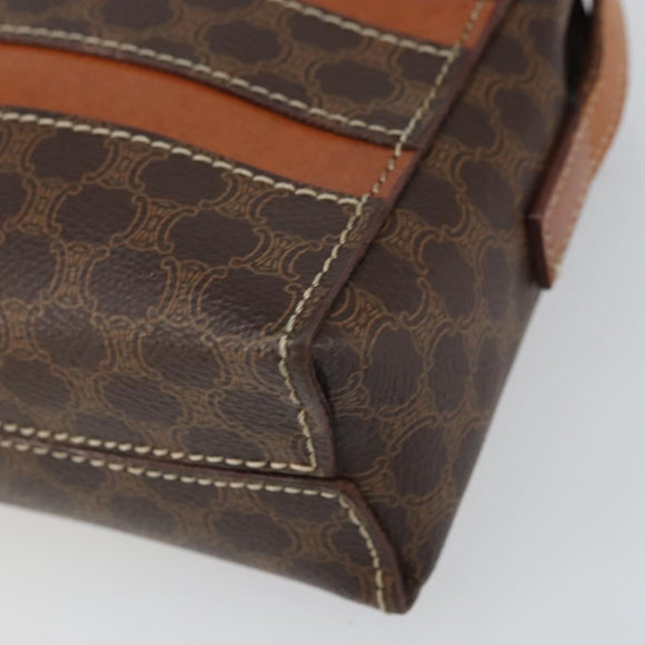 CELINE Macadam Canvas Shoulder Bag PVC Leather Brown Gold Auth 168524