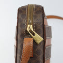 CELINE Macadam Canvas Shoulder Bag PVC Leather Brown Gold Auth 168524-17