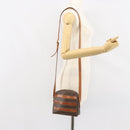 CELINE Macadam Canvas Shoulder Bag PVC Leather Brown Gold Auth 168524-22