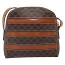 CELINE Macadam Canvas Shoulder Bag PVC Leather Brown Gold Auth 168524-2
