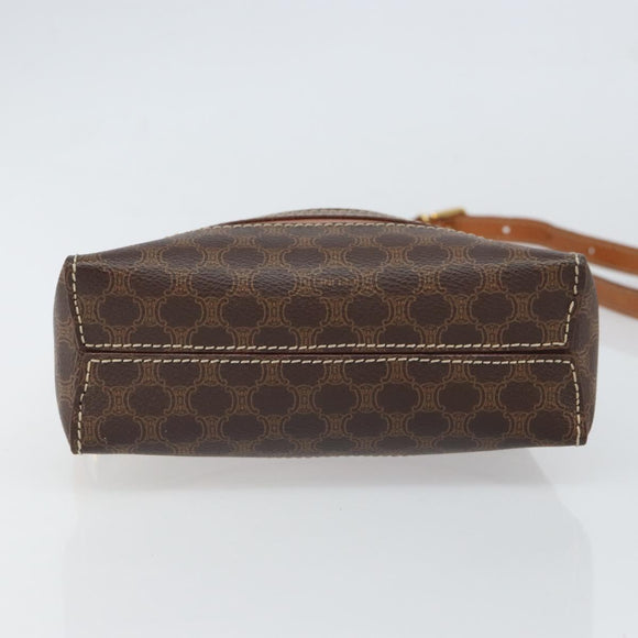 CELINE Macadam Canvas Shoulder Bag PVC Leather Brown Gold Auth 168524