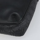 Salvatore Ferragamo Umhängetasche Leder Schwarz Silber Auth 168536-9