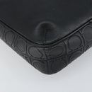 Salvatore Ferragamo Umhängetasche Leder Schwarz Silber Auth 168536-14