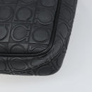Salvatore Ferragamo Umhängetasche Leder Schwarz Silber Auth 168536-15