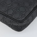 Salvatore Ferragamo Umhängetasche Leder Schwarz Silber Auth 168536-16