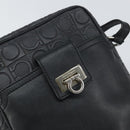 Salvatore Ferragamo Umhängetasche Leder Schwarz Silber Auth 168536-17