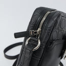 Salvatore Ferragamo Umhängetasche Leder Schwarz Silber Auth 168536-10