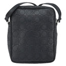 Salvatore Ferragamo Umhängetasche Leder Schwarz Silber Auth 168536-2