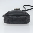 Salvatore Ferragamo Umhängetasche Leder Schwarz Silber Auth 168536-5
