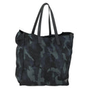 PRADA Camouflage Tote Bag Nylon Silver Auth 168538-1
