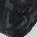 PRADA Camouflage Tote Bag Nylon Silver Auth 168538-10