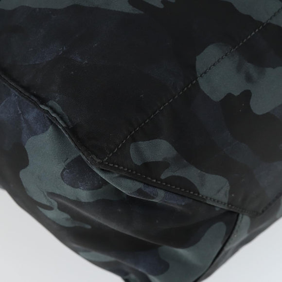 PRADA Camouflage Tote Bag Nylon Silver Auth 168538
