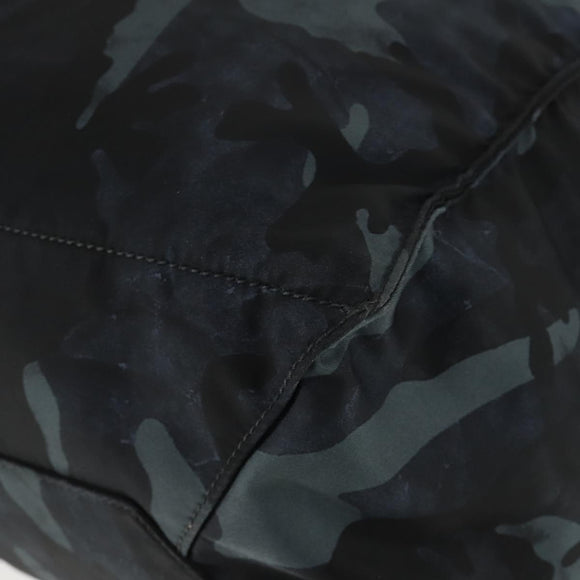 PRADA Camouflage Tote Bag Nylon Silver Auth 168538