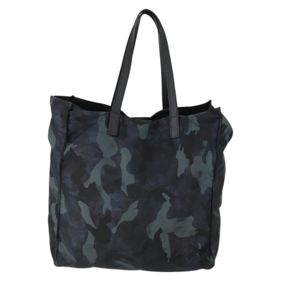 PRADA Camouflage Tote Bag Nylon Silver Auth 168538