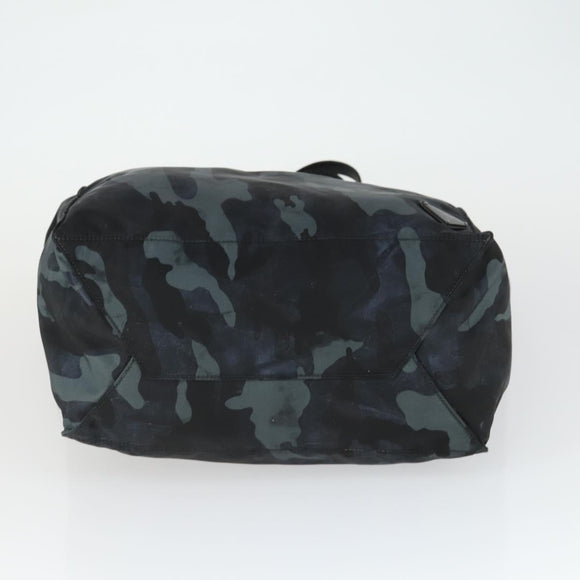 PRADA Camouflage Tote Bag Nylon Silver Auth 168538