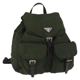 PRADA Backpack Nylon Green Silver Auth 168539