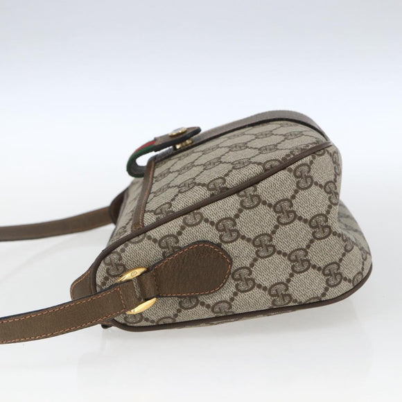 GUCCI GG Supreme Web Sherry Line Bag PVC Beige Gold 89 02 034 Auth 168543