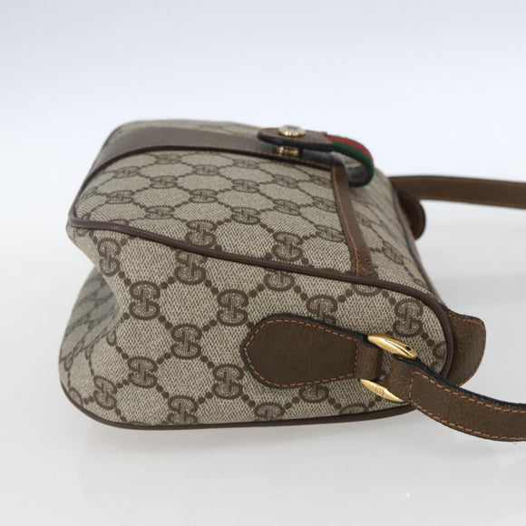 GUCCI GG Supreme Web Sherry Line Bag PVC Beige Gold 89 02 034 Auth 168543